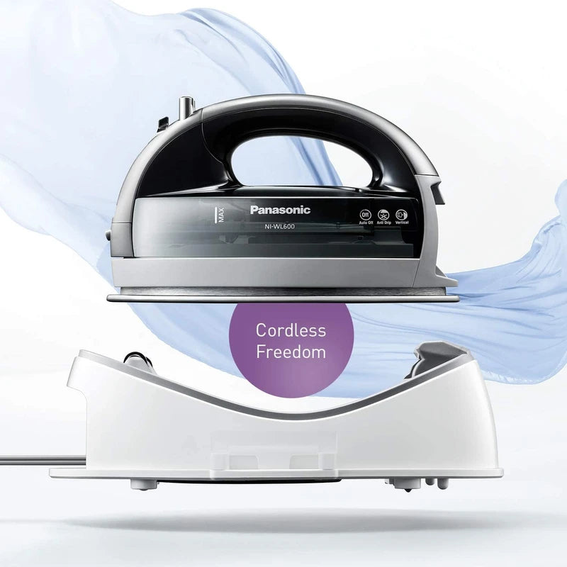Panasonic Panasonic NI-WL600 Cordless Steam/Dry Iron, 1500W Wide Stainless Steel Plate, Silver/Black