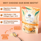 Paradise Naturals 100% Grass-Fed Beef Bone Broth Protein Powder -Active Probiotics- Collagen Peptide Rich, 15g Protein, Non-GMO, Low Sodium, Healthy Skin Hair Joints, Gut Health, Paleo Keto, No Gluten
