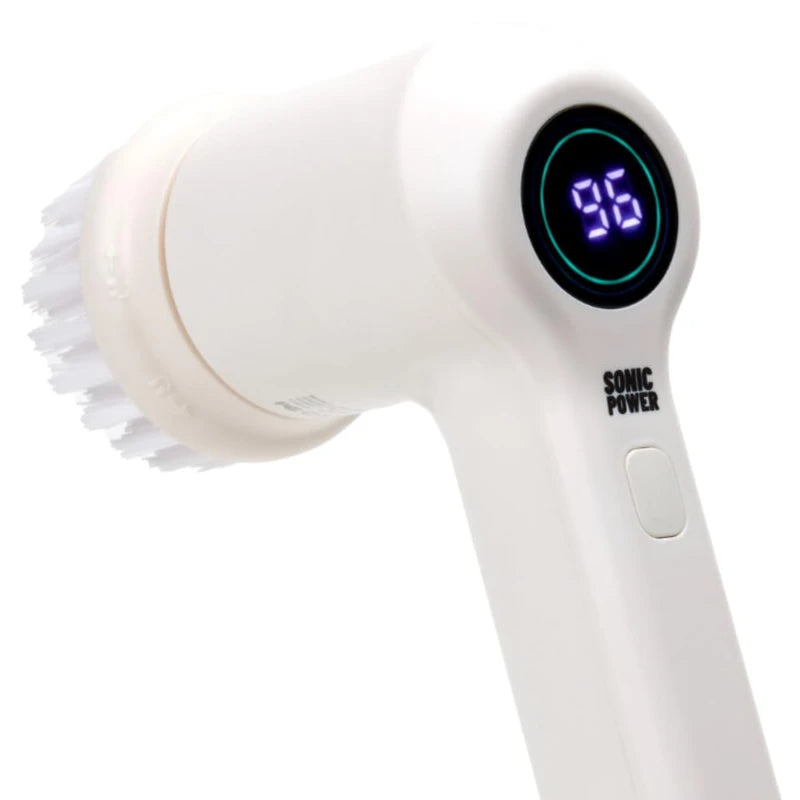 SonicPower Electric Spin Scrubber, Handheld & Ergonomic, IPX 7 Waterproofing, 4 Multi-Purpose Attachments Included, 2 Scrubbing Speeds, Long Lasting Rechargeable Battery
