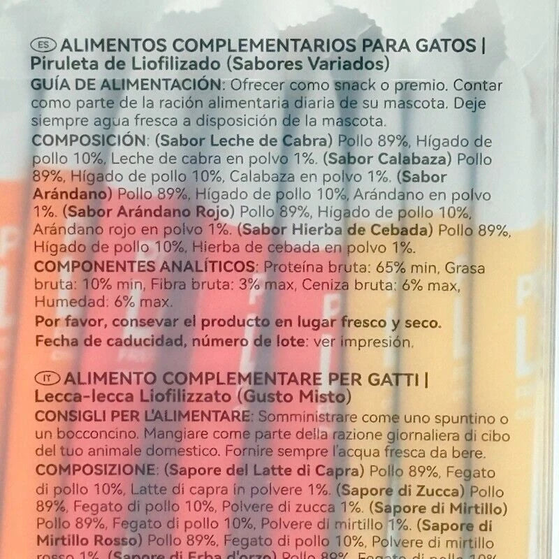 RaNova 15pc Freeze Dried Lollipop Cat Treat Pet Grain-Free 98% Meat Lickable Flavor Mix