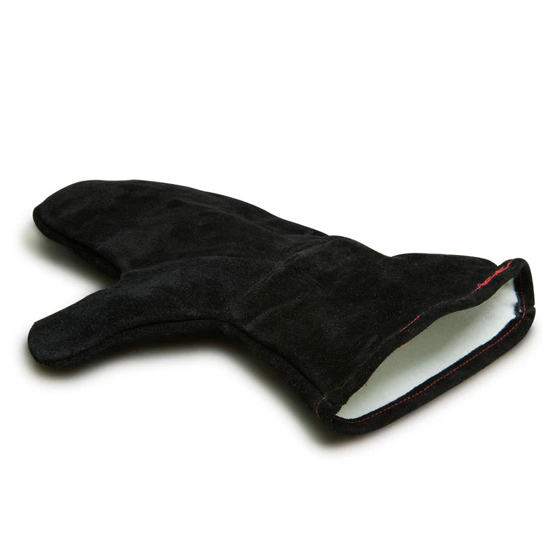 Achilles Fireplace Gloves, Oven Gloves, Grill Gloves, Fireproof Made of Leather with Thermal Insulation, Black