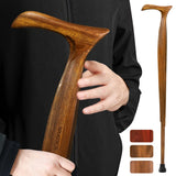ispuoocti Wooden Walking Cane for Men and Women -Natural Solid Wood, 3 Rubber Tips, Heavy Duty, with Travel Bag- Wooden Walking Stick, Ergonomic Canes for Seniors Unisex Walking Canes