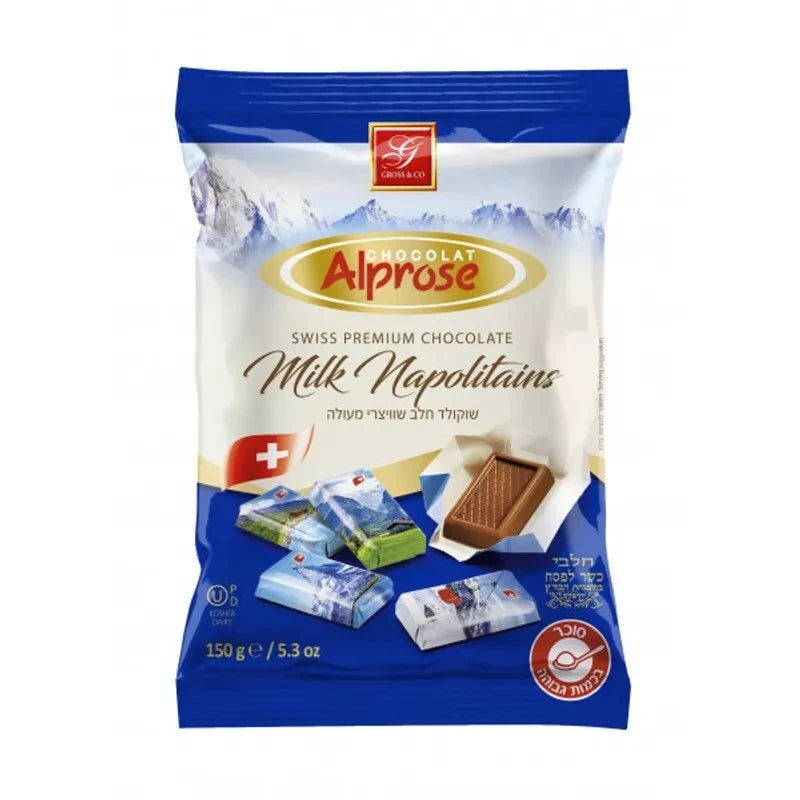 Alprose Gross & Co Swiss Alprose Milk Napolitains Chocolate, 150G - Kosher For Passover