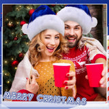 Vicenpal 50 Pcs Santa Hat Bulk Christmas Hat Plush Velvet Party Hat for Men Women Christmas Party Decoration and Supplies(Blue)