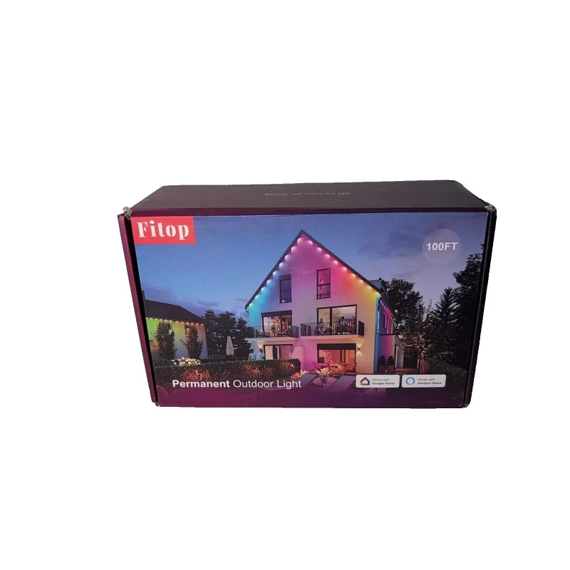 Fitop Permanent Outdoor Lights 100ft with 60 LED Eaves Lights IP67 Waterproof...