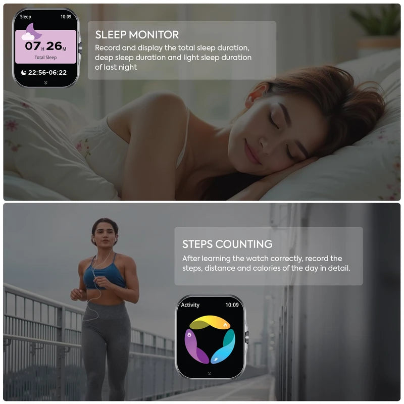 Smart Watch Storm V with BT Calling Silver, Smartwatch for Men and Women, Health Monitor: Sleep Apnea, Blood Pressure and Oxygen, Voice Assistant, Pedometer Steps, Remote Camera, 2 Watch Bands