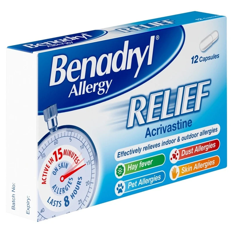 Benadryl Allergy Relief, 12 Capsules