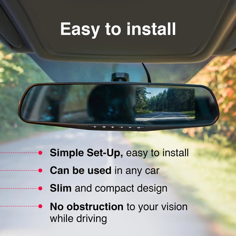 CamHandy Car Dash Cam - 24/7 Security Car Camera, Motion Detection, Night Vision, Built-in Microphone, 1080P HD Dash Camera for Cars, Size 30.2cm x 8.2cm x 4cm