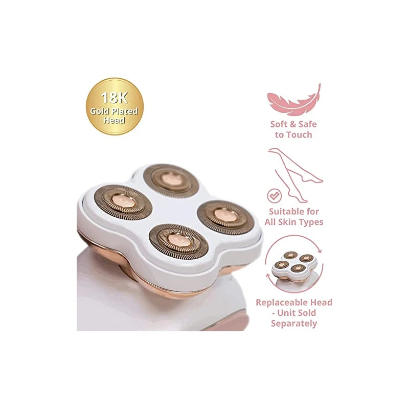 Finishing Touch Flawless Legs Replacement Heads - 4 Floating Heads - No Nicks, Cuts or Irritation - 18 Karat Gold Plated - Easy To Install - Safe on All Skins - 1 Pack