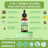 Cortisol Supplement Liquid Drops, 17-In-1 Cortisol Detox W. Magnesium Glycinate
