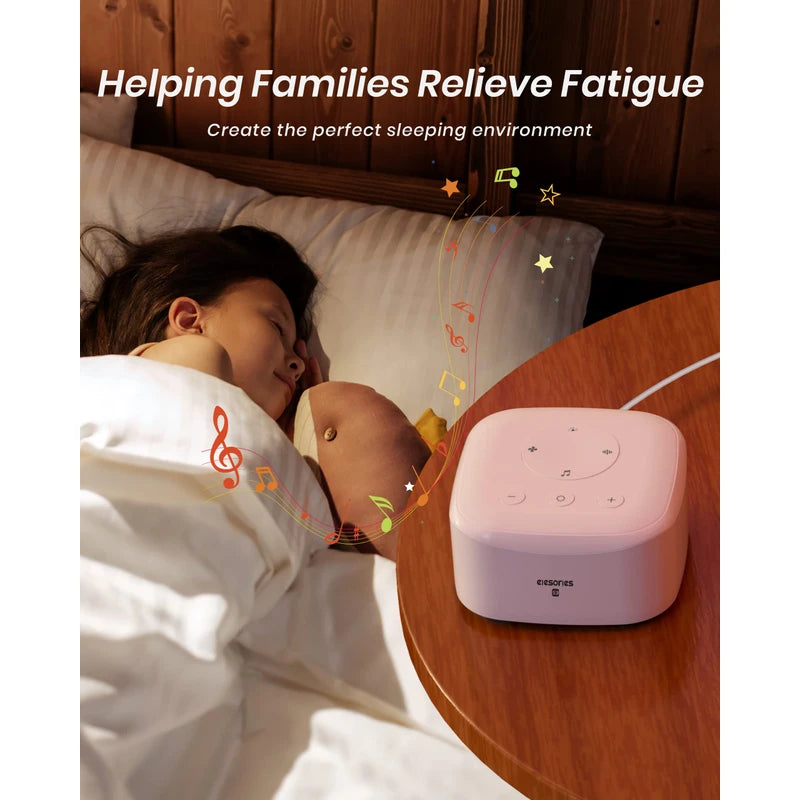 elesories White Noise Machine for Sleeping Nursery Office Home, Memory Function, Sleep Timer, Sound Machine with 20 Soothing Sounds, Sound Machine Baby Sleep Therapy Powered by AC or USB