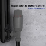 Vancoco Anthracite TRV Angled Thermostatic Radiator & Towel Rail Valve H62 Brass 1/2" x 15mm Radiator Valves Angled TRV & Lockshield for Radiator Central Heating(Anthracite)