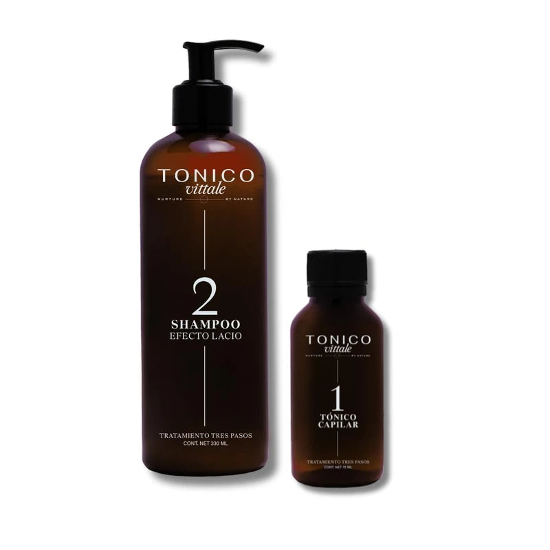 Tonico Vittale Kit 2 Paquete Tónico Y Shampoo Para Cabello Lacio | Unisex | Paso 1 y 2 | Crecimiento Y Fortalecimiento Capilar | Brillo Y Reconstrucción | Control del Frizz | 100% Ingredientes Naturales