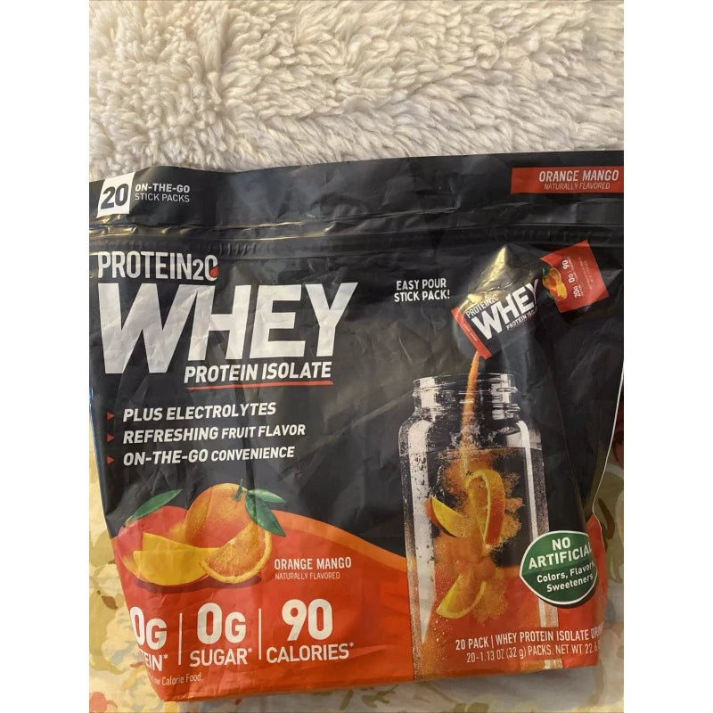 Protein2o Whey Protein Isolate Orange Mango 20 Packs/1.13 Oz New Sealed!