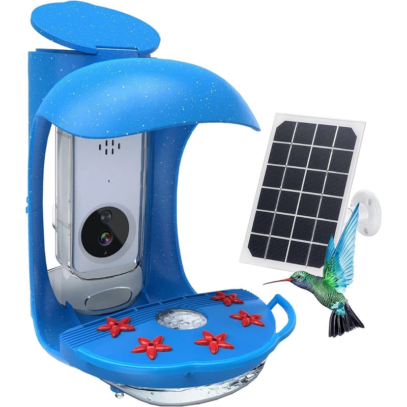 Hummingbird Feeder with Camera, Smart Bird Feeder with Camera Solar Powered, Free AI Identify Bird Species, Auto Capture Bird Videos, Ideal Gift for Bird Lover (2.4G HZ WiFi)