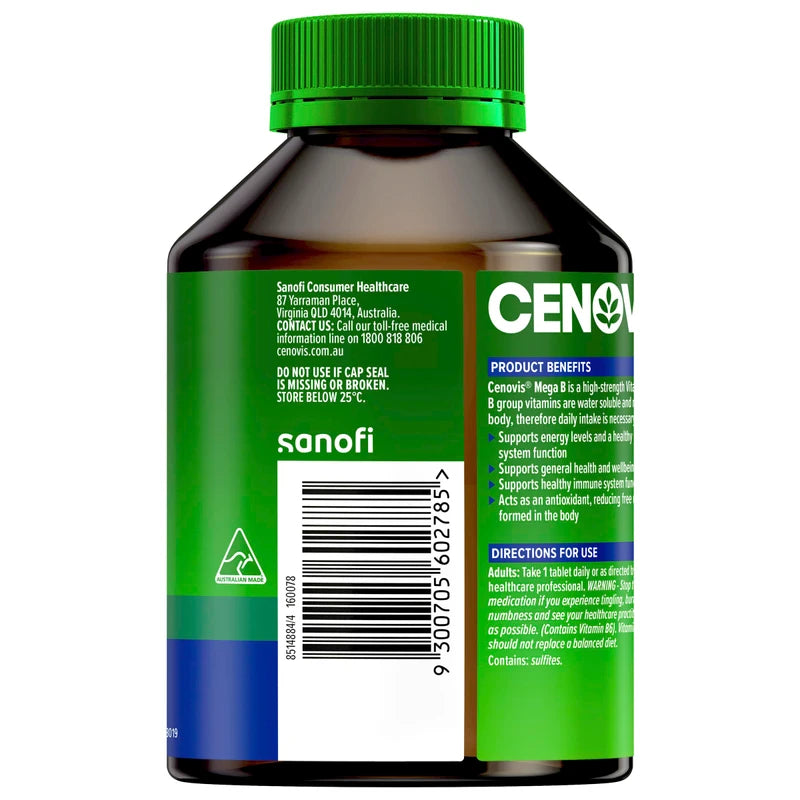 Cenovis Mega B - High strength Vitamin B Tablets - Supports Energy Levels - Supports Nervous System, 200 Tablets