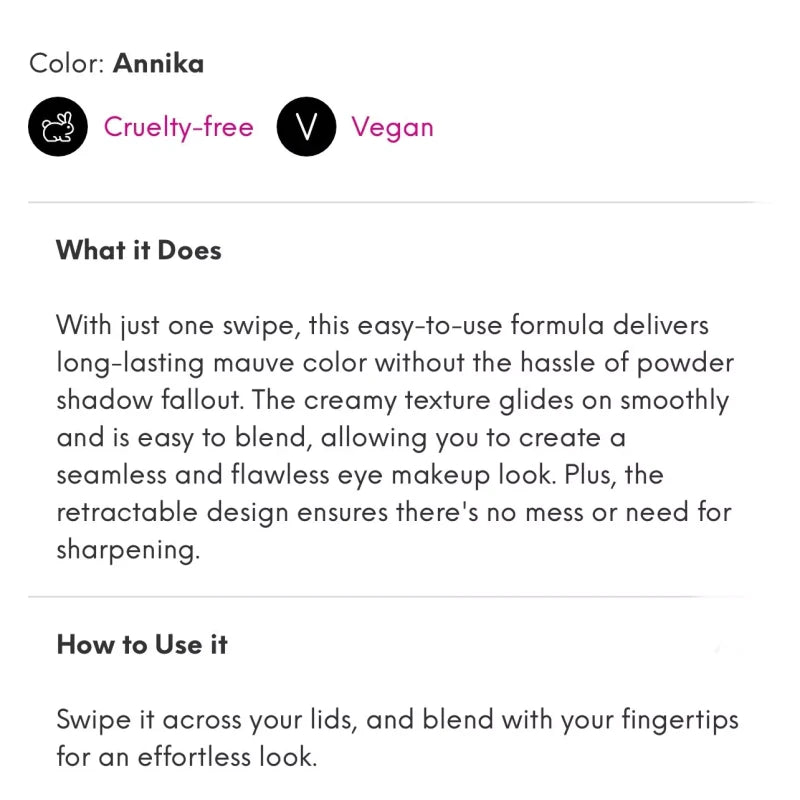 Belle En Argent Eyeshadow Stick In ANNIKA 0.8g Travel Size Mini