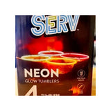 Serv 16 Oz 4 Colors Serv Neon Glow Tumblers For Cold Drinks Glow Sticks NEW 4 PacK