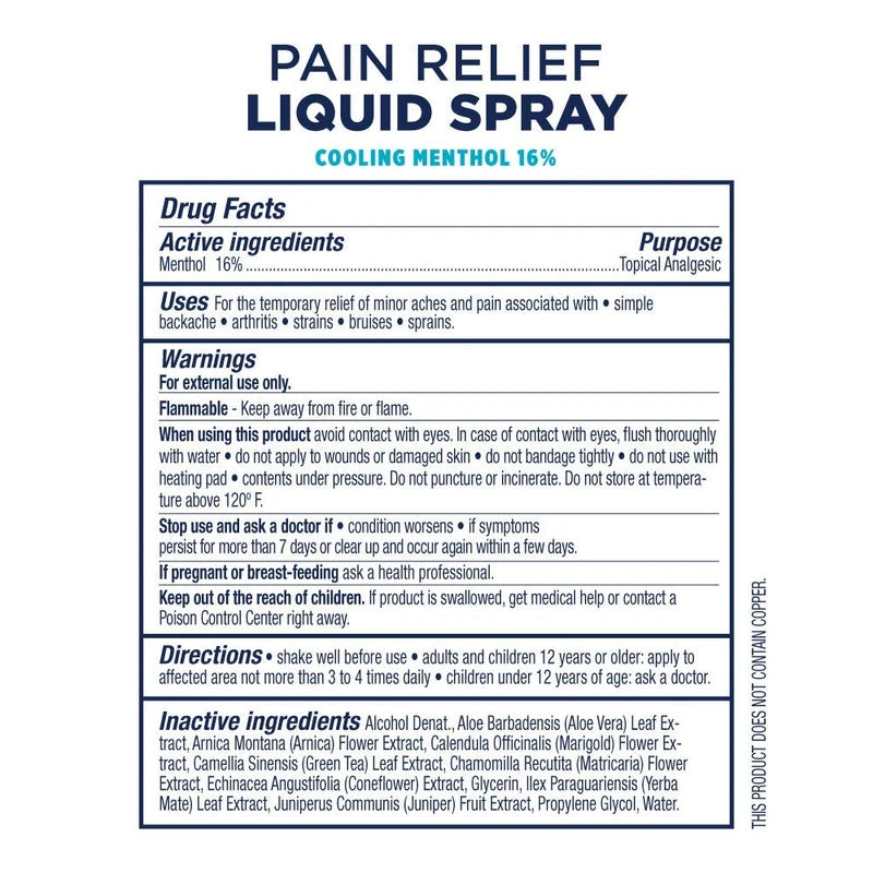 Tommie Copper Pain Relief Spray | Cooling Quick-Dry Menthol Soothing Relief for Sore Joints, Muscle Aches & Arthritis Pain