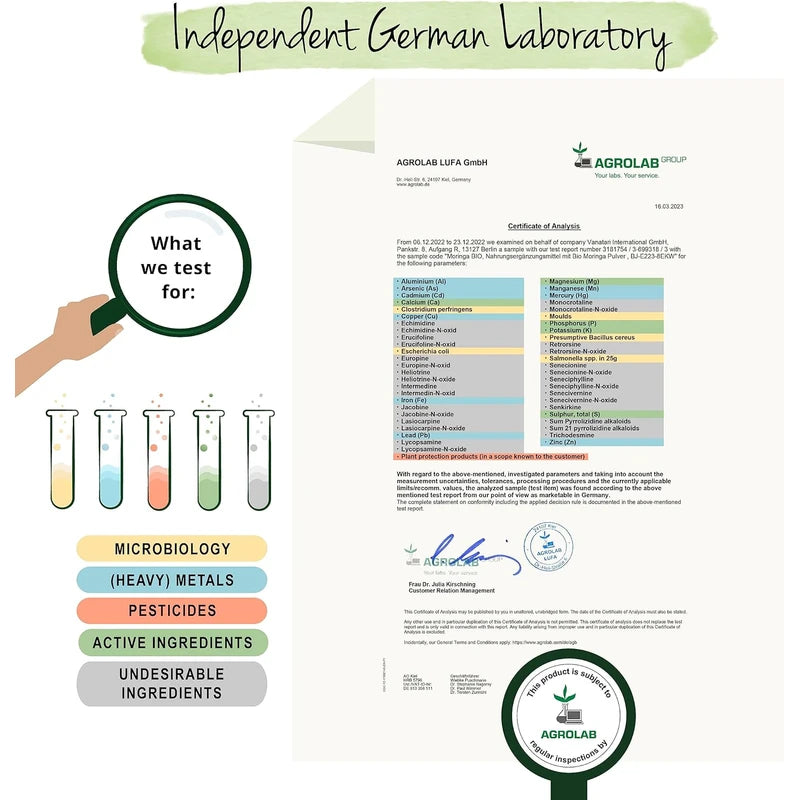 Vegavero Organic Moringa Oleifera Capsules 1800mg | Pure Moringa Powder | Non-GMO & Lab-Tested | No Additives | 270 Vegan Capsules | Malunggay Supplement | Organic Quality