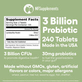 Natural Foundation Supplements Lactobacillus Reuteri Probiotic Supplement 240 Tablets 3 Billion CFU Probiotics for Men & Women Supports Intestinal Digestive & Gut Health Made in The USA (240, Lactobacillus Reuteri)