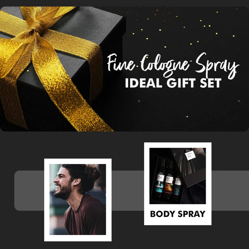 AQUA BLANCE Body Spray for Men, Fragrance Mens Body Spray, Pack of 3, Each 3.4 Fl Oz, Total 10.2 Fl Oz, Refreshing Cologne Spray