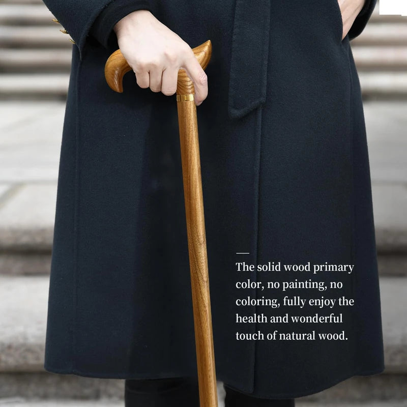 ispuoocti Wooden Walking Cane for Men and Women, Handmade, High Load Bearing Canes for Seniors,Ergonomic, Natural Solid Wood High-end Derby Cane Suitable for Gift Giving