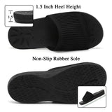 XIHALOOK Womens Knit Slides Ladies Yoga Mat Sandals Slip On Thick Cushion Slippers with Arch Support Casual Outdoor Indoor Walking Shoes Black, Size 8.5