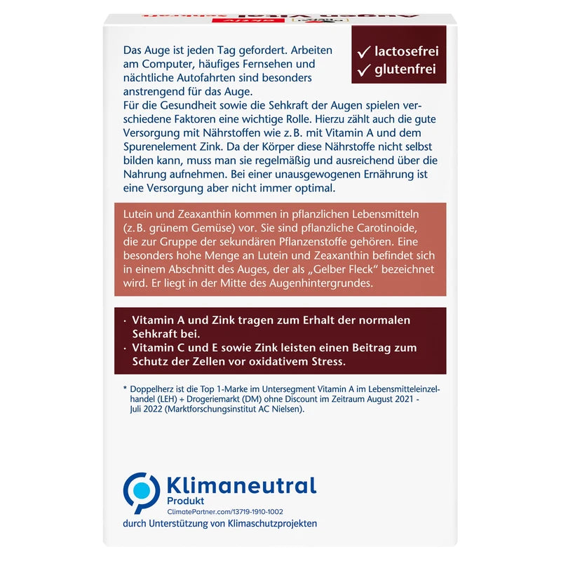 Doppelherz Eye Vital - With Vitamin A and Zinc as a Contribution to Maintaining Normal Vision - 30 Capsules