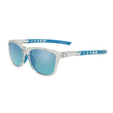 JOJEN Polarized Sports Sunglasses for Women Men Running Golf Fishing Cycling Driving 100% UV Protection Sun Glasses JE001, Transparent Frame Blue Revo Lens, 5.3