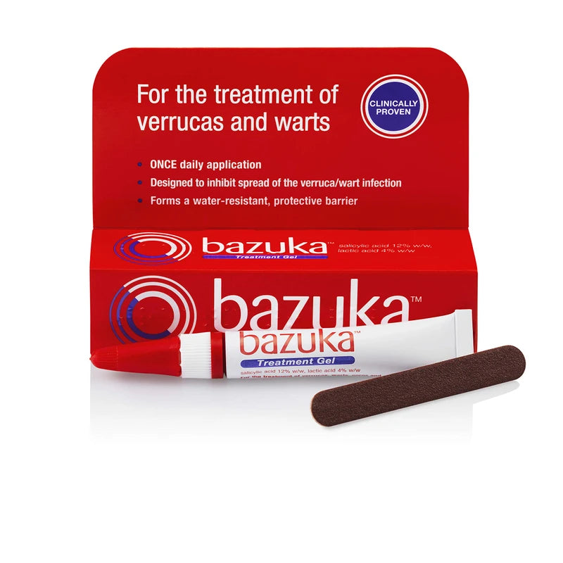 Bazuka Treatment Gel For Effective, Pain-Free Treatment and Removal of Verrucas and Warts. With Emery Board, 6g