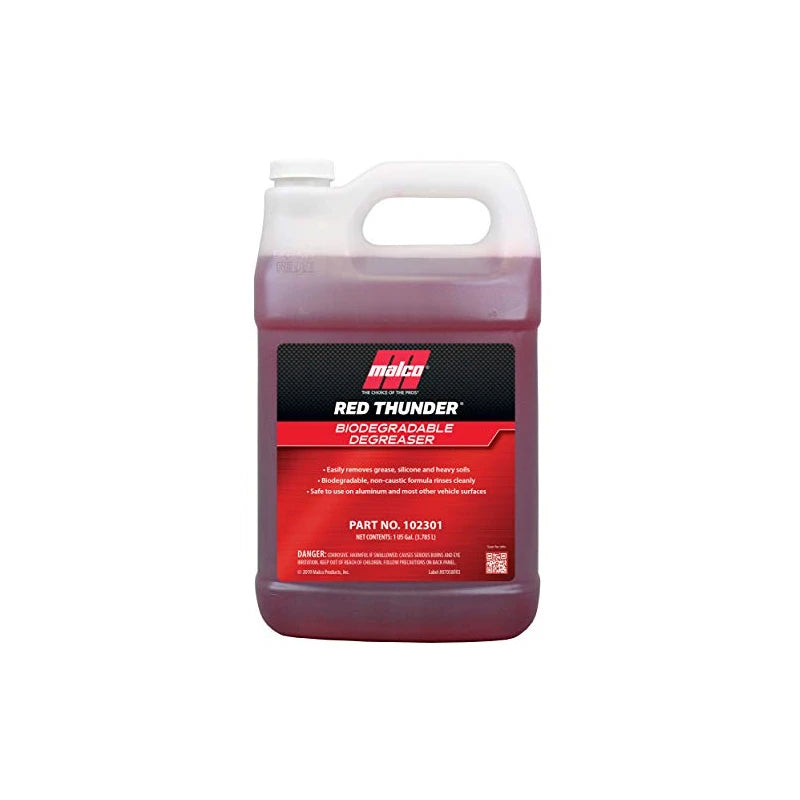 Malco Red Thunder - Automotive Cleaner and Degreaser - Breaks Down Grease & Grime on Engines, Wheels and Tires/Biodegradable, Heavy Duty and Multi-Purpose / 1 Gallon (102301)