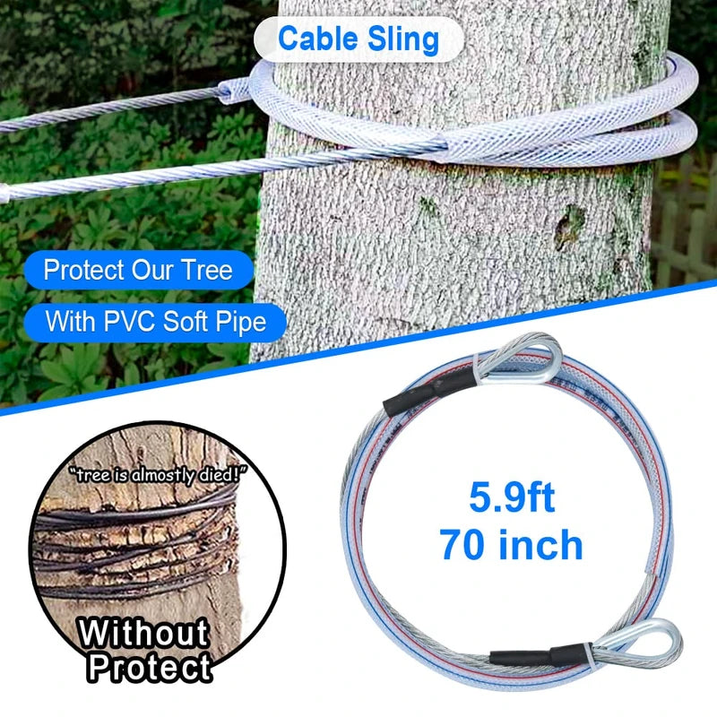 X XBEN 200FT Zip line Kits for Backyard, Zip Lines for Boys, Kids, Included Swing Seat, Ziplines Brake, and Steel Trolley, Outdoor Playground Equipment