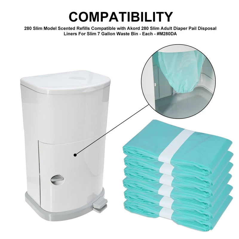 280 Slim Diaper Slim Liner Refills Compatible with Janibell Akord 280 Slim Model Adult Refills, A Single Liner Pack Will Last for Over 500 Adult Briefs Using, 6 Pack