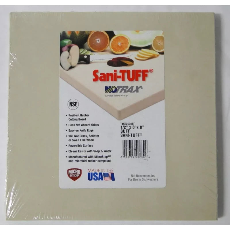 Sani-Tuff Rubber Cutting Board  8 x 8-inches, 1/2-inch Thick Beige New Sealed