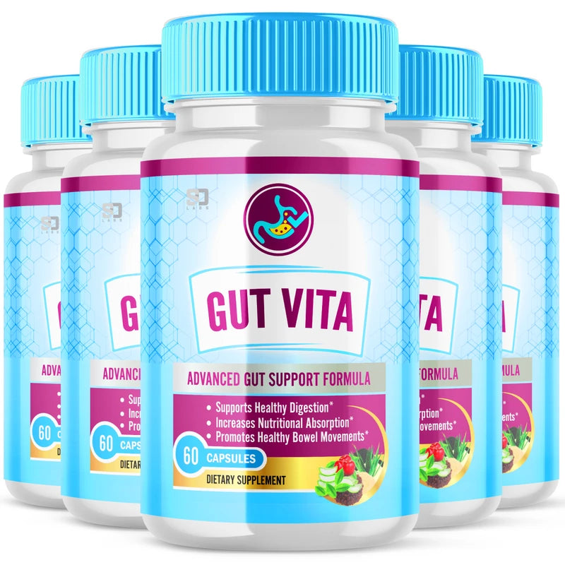 Gut Vita (5 Pack) Gut Vita, Gut Vita Digestion & Gut Health Probiotic (300 Capsules)