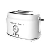 Frigidaire ETO102-WHITE, 2 Slice Toaster, Retro Style, Wide Slot for Bread, English Muffins, Croissants, and Bagels, 5 Adjustable Toast Settings, Cancel and Defrost, 900w, White