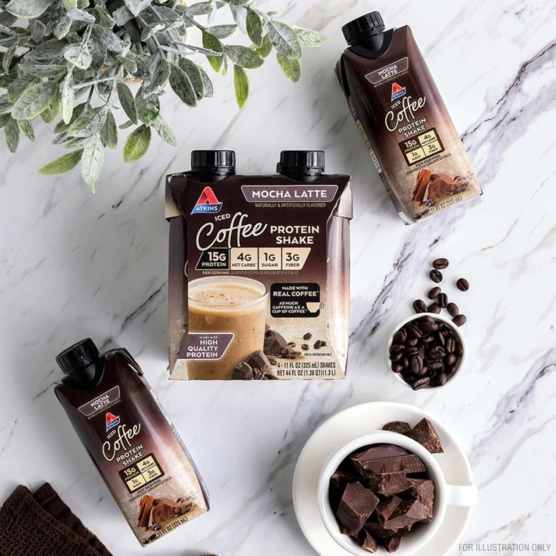 Atkins Atkins Mocha Latte Iced Coffee Protein Shake, 15g Protein, Low Glycemic, 4g Net Carb, 1g Sugar, Keto Friendly