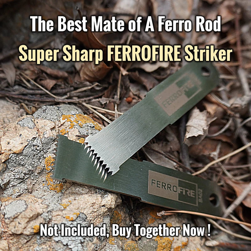 FERROFIRE Heavy-Duty Plus Ferro Rods Huge Long 1/2 Inch x 5 Inch XL Drilled Survival Fire Starter Drilled Flint Steel Ferrocerium Rod with A Lanyard Hole (Pack of 2)