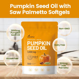 Pumpkin Seed Oil with Saw Palmetto Capsules | Cold Pressed, Pure Virgin Oil, Essential Fatty Acids & Phytosterols | 300 SoftgelsSupports Hair, Urinary, Bladder & Prostate Health | Non-GMO