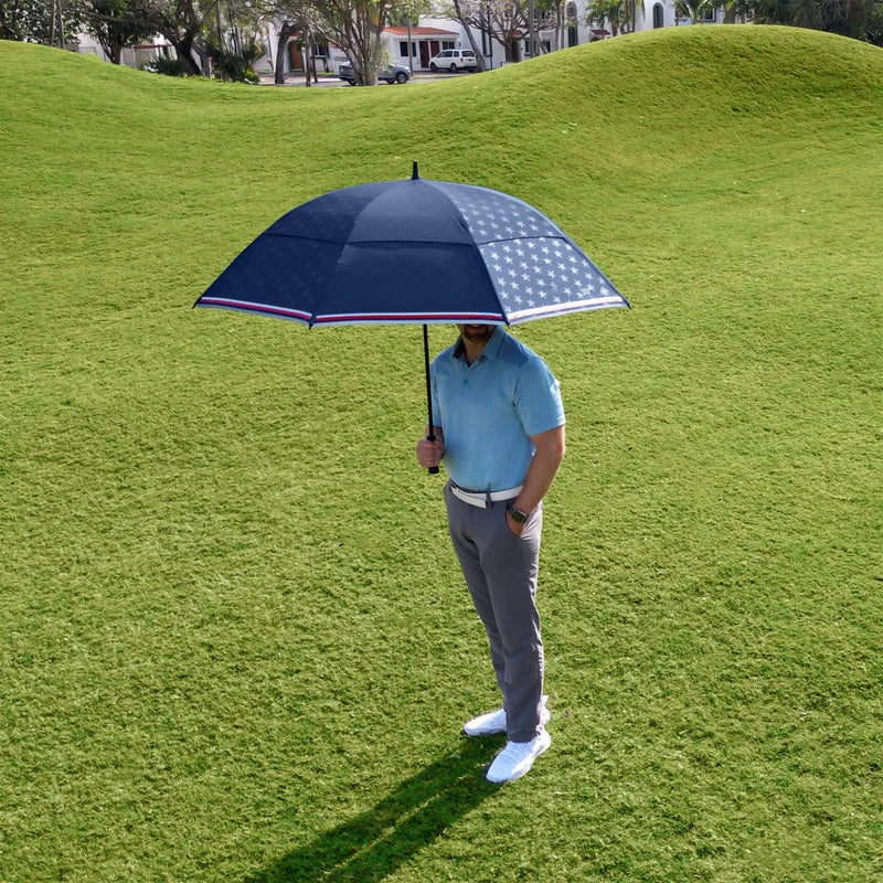 Weatherman Umbrella - Folds of Honor Golf Lite Umbrella Extra Large Big Oversize Windproof for Golf Bag Push Cart w/ UV Protection - Waterproof Heavy Duty Umbrellas for Rain Sun for Men Women - Resists Up to 55 MPH Winds - Patriotic Umbrella (Liberty, 66