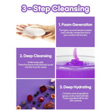 WONDER BATH Super Vegitoks Gel Foam Deep Cleanser for Sensitive Skin [Purple], 10.14Fl.Oz | Makeup Remover, Korean Skincare, Makeup & Dead Skin Removal, Hydrating & Brightening