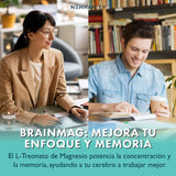 NEWMANITY BrainMAG Treonato de Magnesio - 180 Cápsulas de Alta Absorción, Suplemento Nootropico para Concentración, Memoria, Relajación, Sueño y Bienestar Mental, Fórmula de L-Treonato de Magnesio
