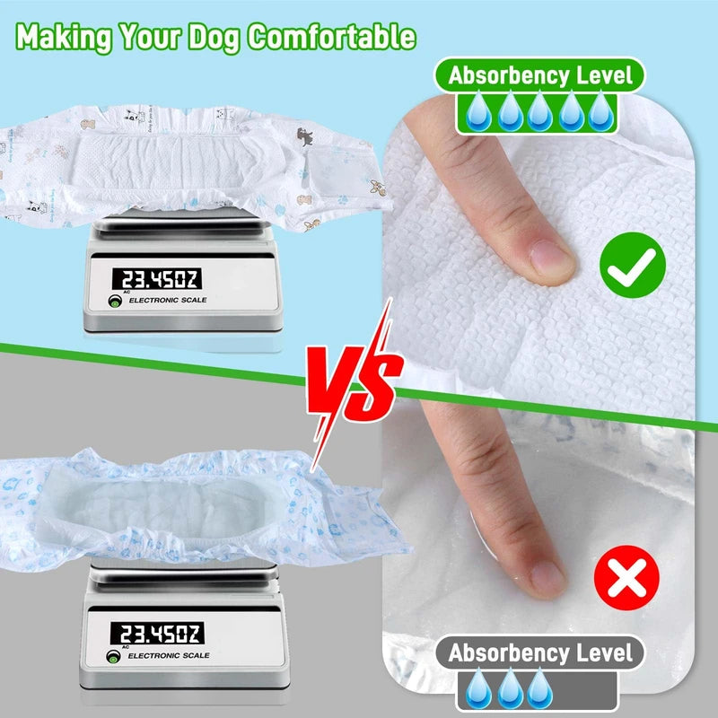 Dog Diapers Male Disposable Super Absorbent, 50 Count, Male Dog Wraps Leak Proof, Ultra Dry & Breathable, Small