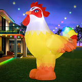 DomKom 6FT Rooster Inflatables Christmas Spring, Farm Ranch Blow up Animals Cute Chicken, Decorations Outdoor Yard Built-in LED Lights Big Large Decor Party Lawn Holiday Outside
