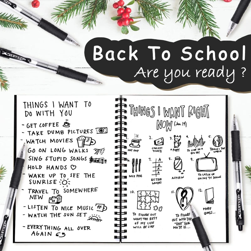 Gel Pens Retractable Fine Point Black Gel Ink Rollerball Pen, Smooth Writing Pens for Office - 0.7mm with Grips (20 Pack)