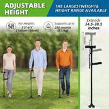 Folding Cane With Led Light And Alarm, With Side Handle, Folding, Adjustable Cane Suitable For Arthritis Disabled And Elderly, Cane With Cushioned T Handle And Swivel Four Pedestal, WalkingCanes,Black