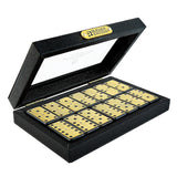 Bucher&Rossini Metal Surface Dominoes Set Double 6 for Adults and Kids - Claasic 28Pieces Gold Metal Surface Domino's Game Set Idea Gift Present for domino Players or Family Game Night