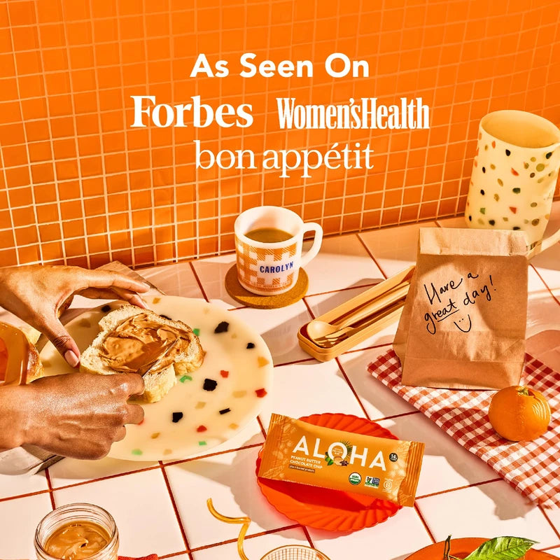 ALOHA Organic Plant Based Protein Bars |Peanut Butter Chocolate Chip | 1.98oz (Pack of 12) | Vegan, Low Sugar, Gluten Free, Paleo, Low Carb, Non-GMO, Stevia Free, Soy Free, No Sugar Alcohols