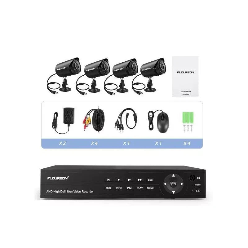 Floureon Security Camera NTSC System 4 AHD Cameras, 1080P, 8CH DVR